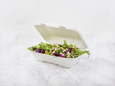 9" x 6" Large Bagasse Clamshell (200) - main image
