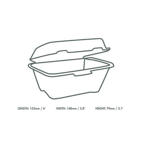 6" Bagasse Burger Box (500) - main image