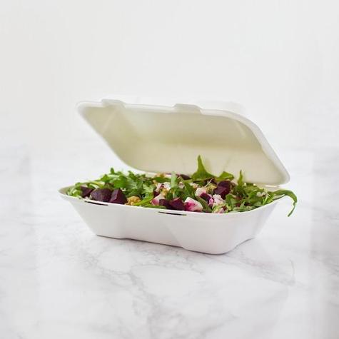 9" x 6" Large Bagasse Clamshell (200) - main image
