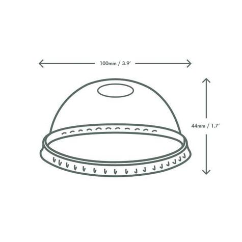 96-Series PLA Dome Lid, Straw Hole - main image