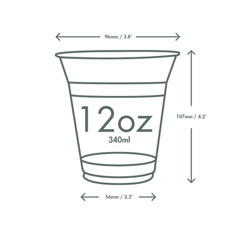 12oz / 340ml PLA Plain Cold Cup 96-Series - main image