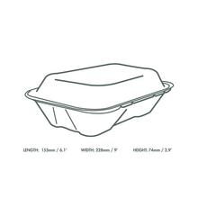 9" x 6" Large Bagasse Clamshell (200) - thumbnail image 6