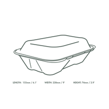 9" x 6" Large Bagasse Clamshell (200) - thumbnail image 3